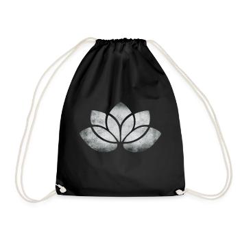 yoga lotus blume silber - Turnbeutel - Schwarz - Vorne