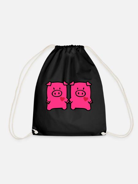two cute pigs - Turnbeutel - Schwarz