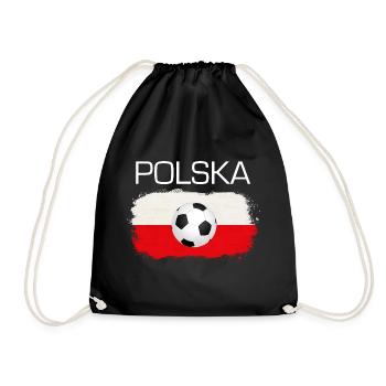 Polska Poland football fan flag gift - Drawstring Bag - black - Front