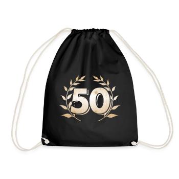 50th birthday 50 years anniversary gift - Drawstring Bag - black - Front
