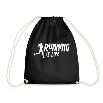 running is life female i 1c - Drawstring Bag - black - Front