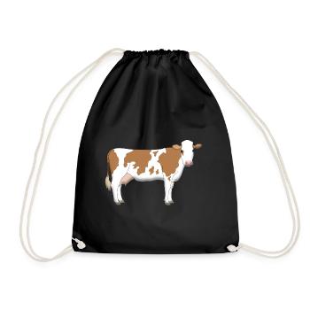 Cow 2 - Drawstring Bag - black - Front