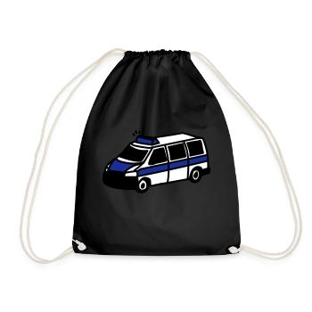 Polizeiwagen - Turnbeutel - Schwarz - Vorne