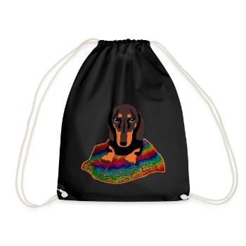 Dackel love. Dachshund - Turnbeutel - Schwarz - Vorne