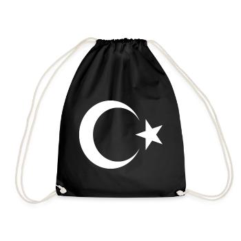 turkey crescent and star turkey, turkey, turquoise - Drawstring Bag - black - Front