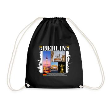 Berlin Deutschland Stadt Skyline Heimat Liebe - Turnbeutel - Schwarz - Vorne