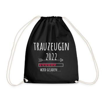 Trauzeugin 2022 Hochzeit Team Bride JGA - Turnbeutel - Schwarz - Vorne