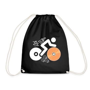 DJ-Figur mit Platten und Musiknoten - Turnbeutel - Schwarz - Vorne