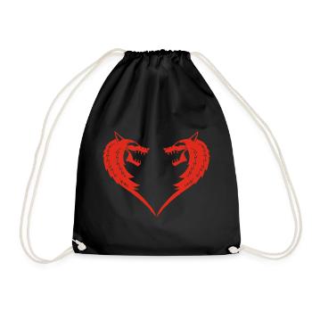 Red Wolf Heart - Drawstring Bag - black - Front