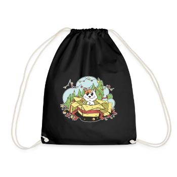 Cat Christmas Christmas Christmas Tree Gifts Cartoon - Drawstring Bag - black - Front