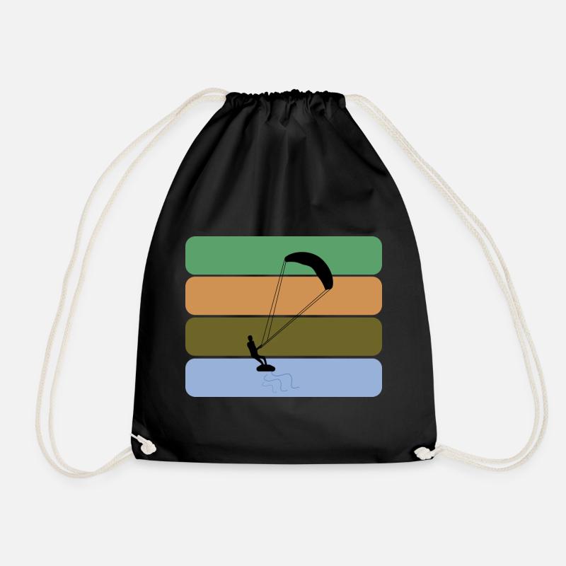Kitesurfing - Kitesurfer with four color design - Drawstring Bag - black