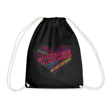 Sicily Aci Sant Antonio word cloud t-shirt - Drawstring Bag - black - Front