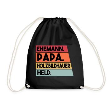 Husband, Dad, Wood Sculptor, Hero - Drawstring Bag - black - Front