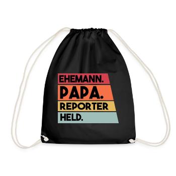 Ehemann Papa Reporter Held - Turnbeutel - Schwarz - Vorne