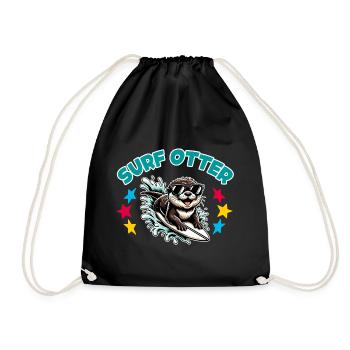 Drôle de loutre surfeuse avec des lunettes de soleil - Sac de sport léger - noir - Devant