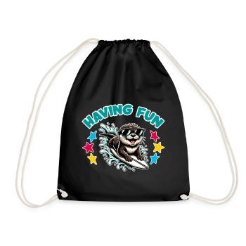 Drôle de loutre surfeuse avec des lunettes de soleil - Sac de sport léger - noir - Devant
