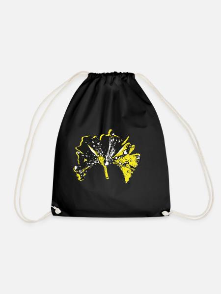 Ginko Schwarz Gelb Heilung Universalkraefte - Turnbeutel - Schwarz