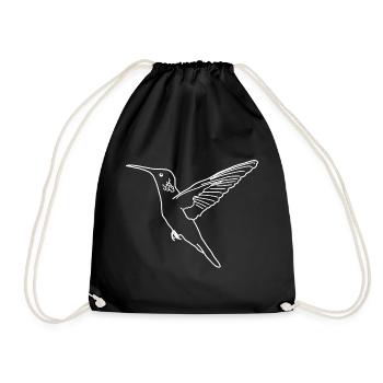 Hummingbird lineart - Drawstring Bag - black - Front