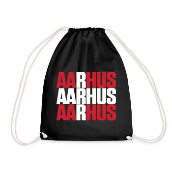Aarhus Denmark Flag - Drawstring Bag - black - Front