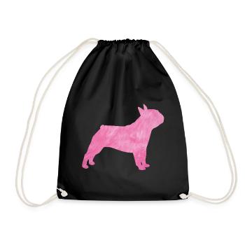 Pug Fluffy Fur Dog Pink Master Mistress - Drawstring Bag - black - Front