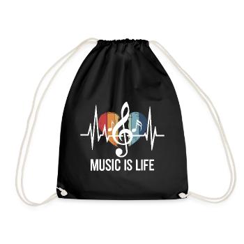 Music is Life clef outfit music fans and - Drawstring Bag - black - Front