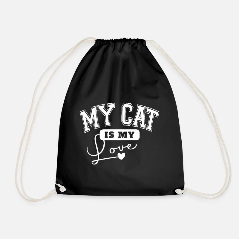 My cat is my love - Drawstring Bag - black