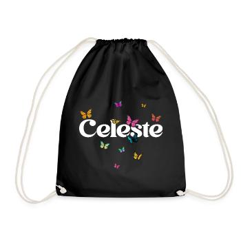 Beau prénom de fille avec des papillons CELESTE - Sac de sport léger - noir - Devant