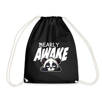 Sleeping Panda Barely Awake - Drawstring Bag - black - Front