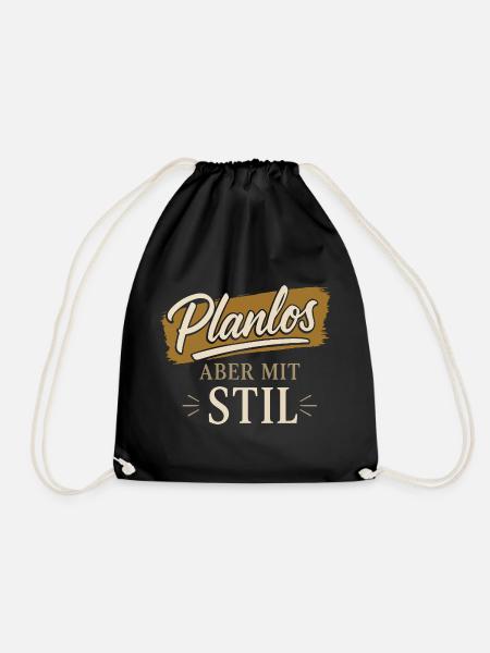 Planlos aber mit Stil - Turnbeutel - Schwarz