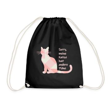 Cat Saying - Sorry, my cat has other plans - Drawstring Bag - black - Front