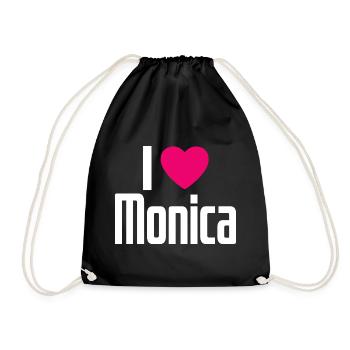 I Love Monica Pink Heart I Love Monica - Drawstring Bag - black - Front