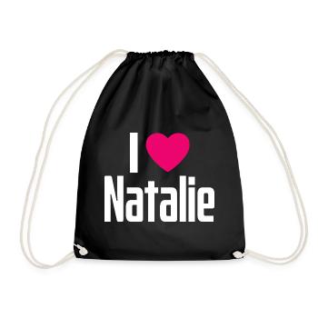 I Love Natalie Pinkes Herz Ich liebe Natalie - Turnbeutel - Schwarz - Vorne