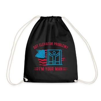 Elevator Technician I ́m Your Man Engineer USA Gift - Drawstring Bag - black - Front