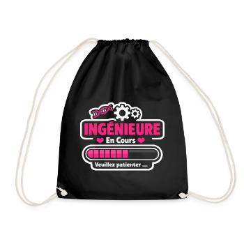 Future Ingénieure Chargement Cadeau Drôle Études - Turnbeutel - Schwarz - Vorne