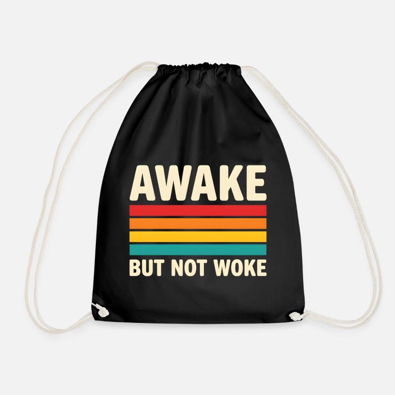Design rétro de coucher de soleil Awake But Not Woke - Sac de sport léger - noir