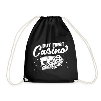 Casino Gambler But First Gambling - Drawstring Bag - black - Front