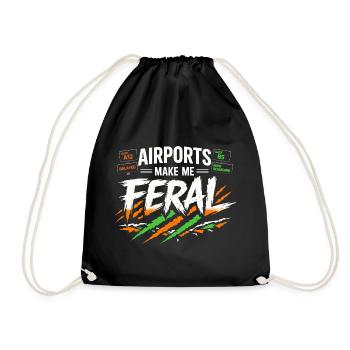 Travel anxiety humor, airport chaos, flying is - Drawstring Bag - black - Front