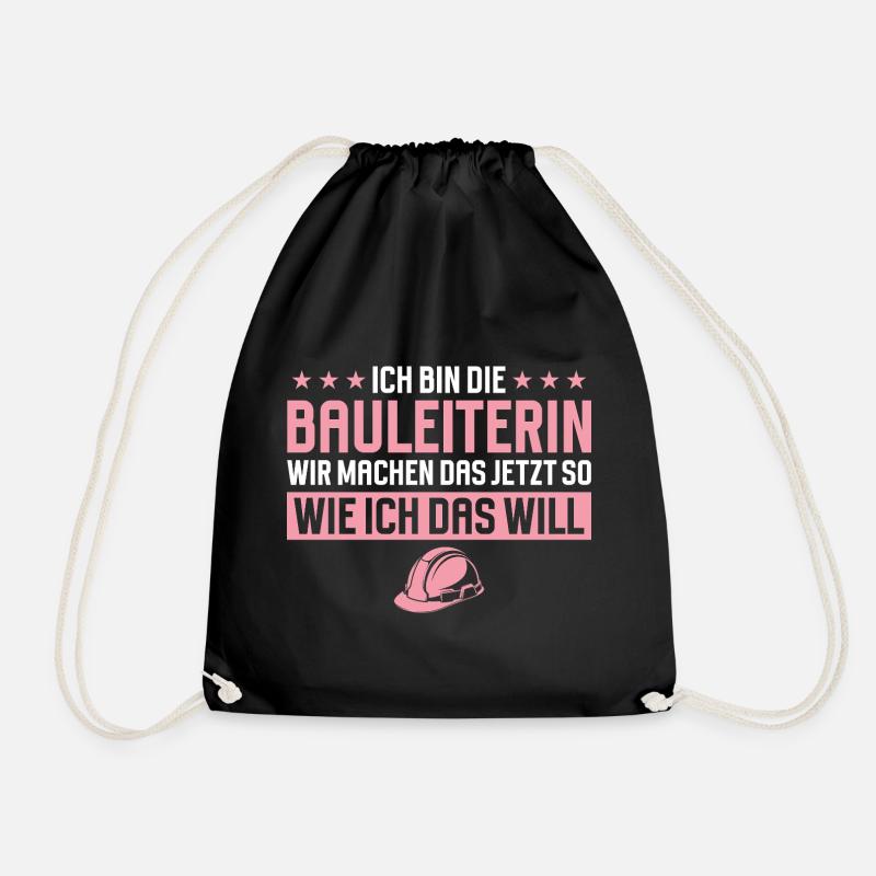Bauleiterin Lustiger Spruch Baustelle - Turnbeutel - Schwarz