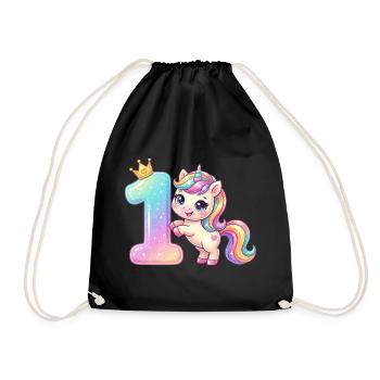 Je suis 1 fille licorne Kawaii Anniversaire - Sac de sport léger - noir - Devant