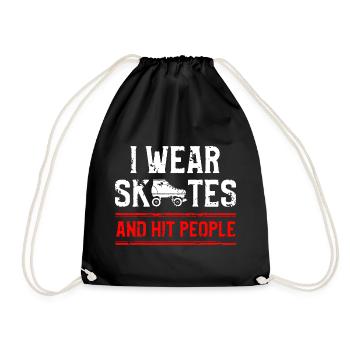 I Wear Skates Distressed Graphic - Drawstring Bag - black - Front
