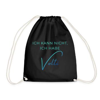 Voltigieren Training: Lustiger Volti Spruch - Turnbeutel - Schwarz - Vorne