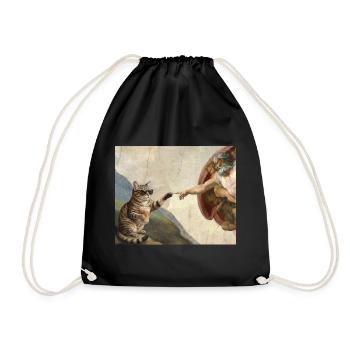 Katze Schlägt Gottes Hand Lustiges Katzen meme - Turnbeutel - Schwarz - Vorne