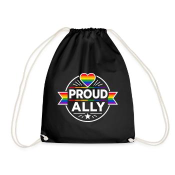 Proud Ally for Pride Supporter LGBTQ CSD Outfit - Drawstring Bag - black - Front