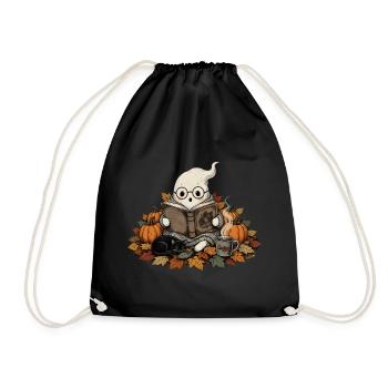 Lesendes Gespenst Halloween Geschenk  - Turnbeutel - Schwarz - Vorne