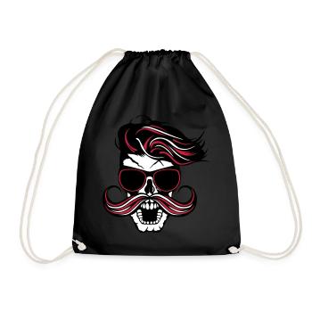 tete de mort hipster fantaisie punk coiffure moust - Turnbeutel - Schwarz - Vorne