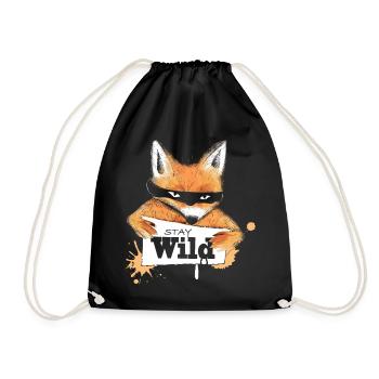 Fox with a message - Drawstring Bag - black - Front