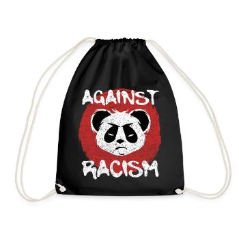 Against Racism – Gegen Rassismus - Drawstring Bag - black - Front
