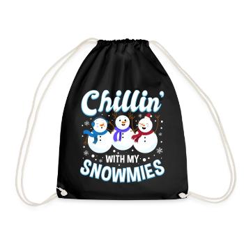 Chillin 'With My Snowmies - Christmas Snowman - Drawstring Bag - black - Front