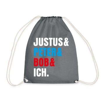Die Drei ??? Justus& Peter& Bob& Ich - Turnbeutel - Grau - Vorne