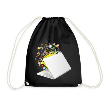 Un ordinateur portable à moitié ouvert avec beaucoup de symboles - Sac de sport léger - noir - Devant